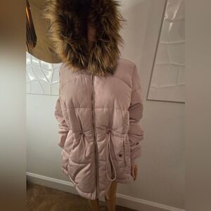 Women Pink Puffer Jacket By Divided Large